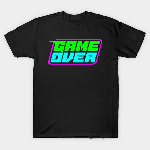 Game over vintage 80s eighties neon retro video game T-Shirt by SpaceWiz95